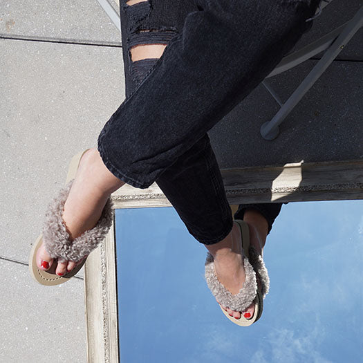 Teddy and raffia pompom sandals are new 🌺