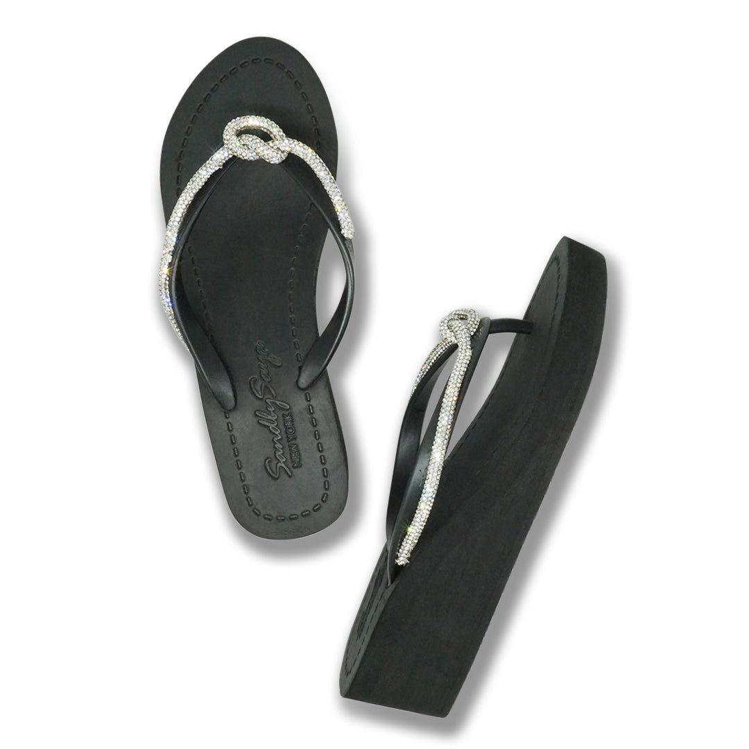 Knot_Crystal Rhinestone Rope - Mid Wedge Flip Flops