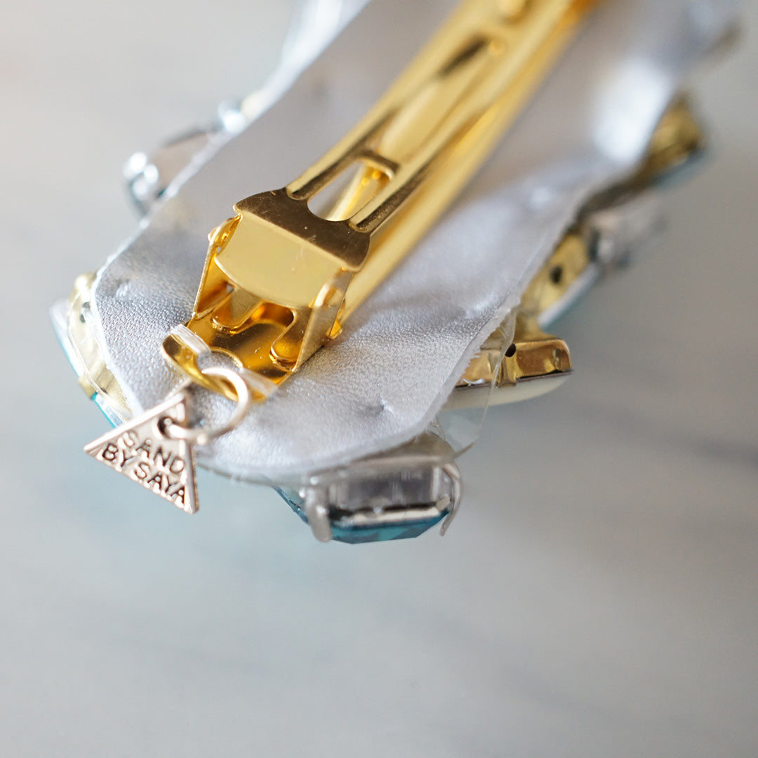 Spring Blue - Rhinestone Embellished Hair Barrettes Pin