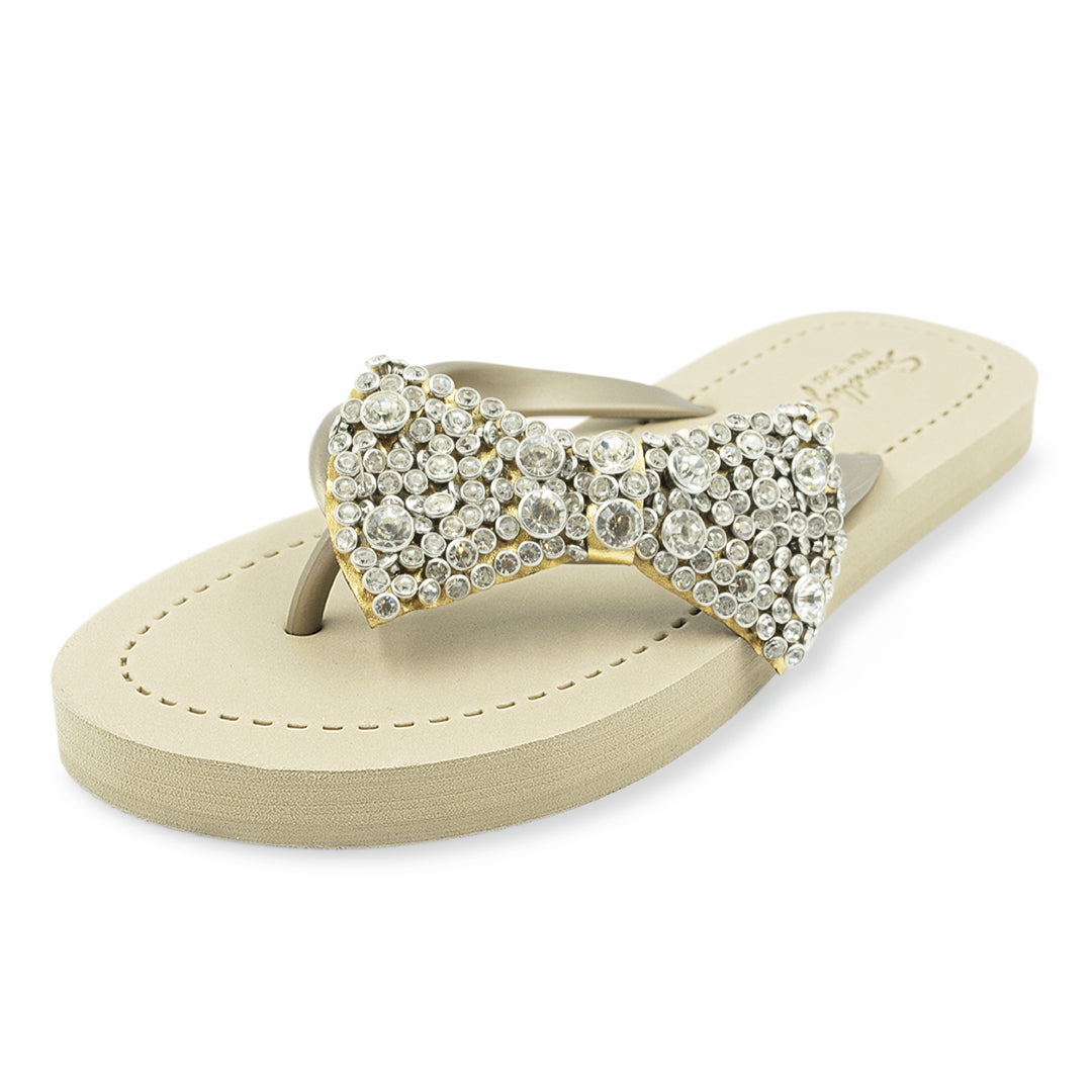Madison - Crystal Bow Rhinestone Flip Flop Sandals | Sand by Saya New York