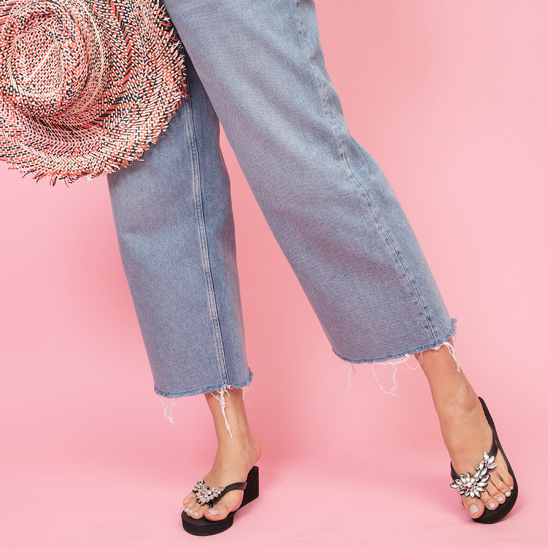 Bloom Crystal Wedge Sandals – Handcrafted in New York, Manhattan Mid Wedge Flip Flops
