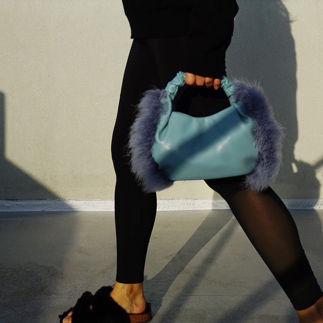 Pastel Blue Feather Accent Bag – Online Exclusive