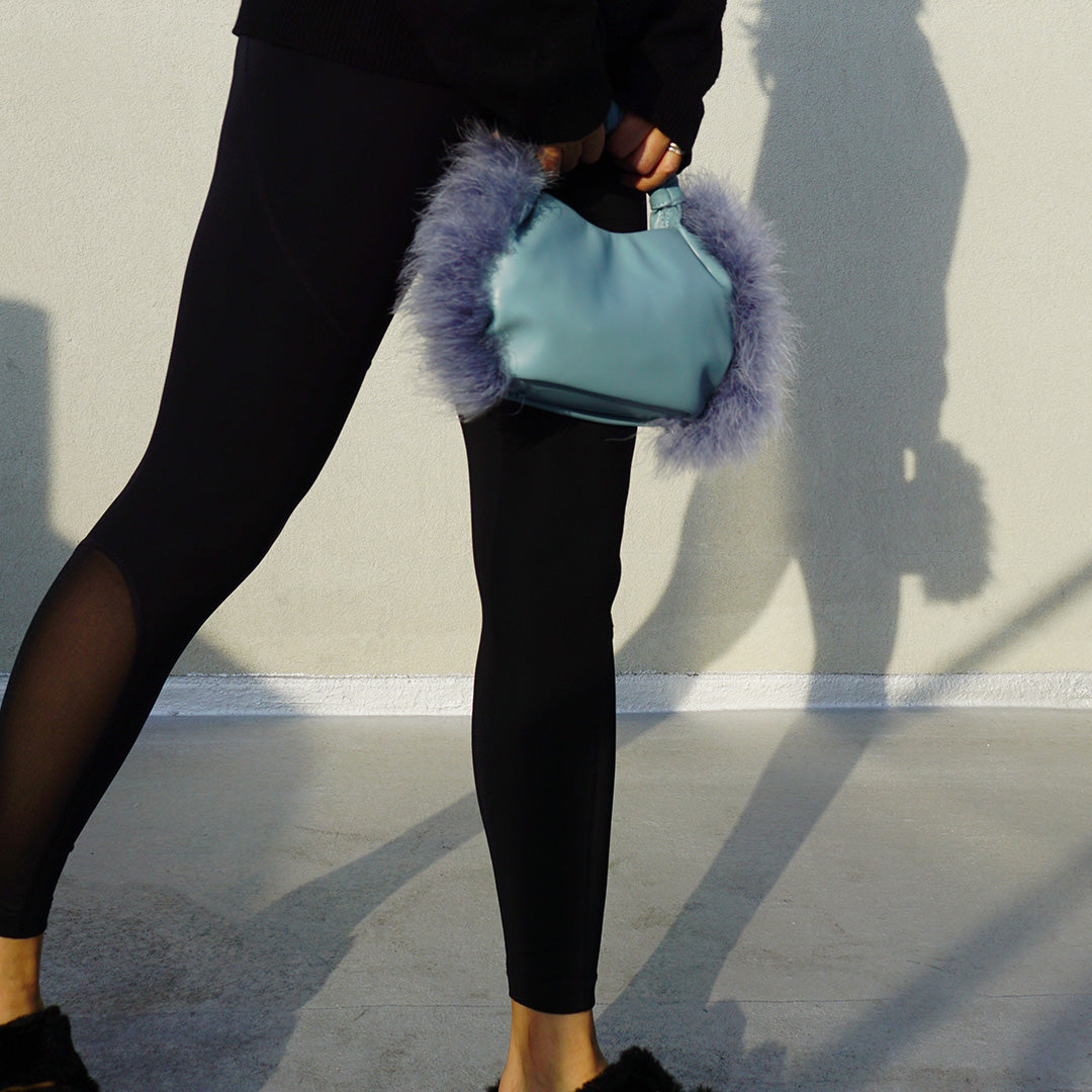 Pastel Blue Feather Accent Bag – Online Exclusive