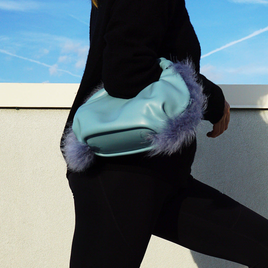 Pastel Blue Feather Accent Bag – Online Exclusive