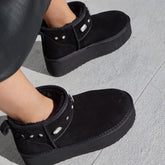 Platform Suede Boots with Crystals – Genuine Leather Women's leather boots