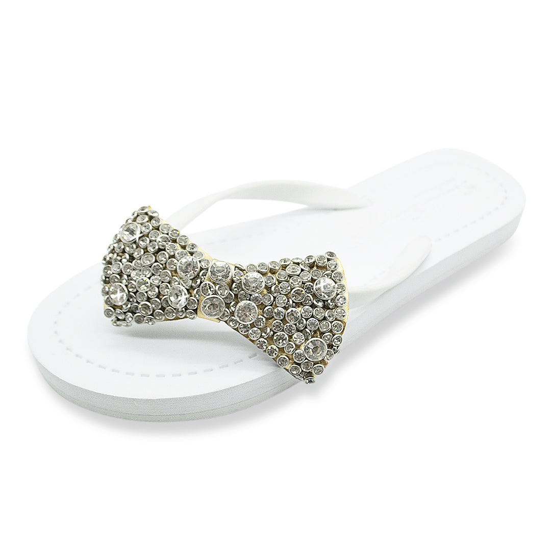 Madison - Crystal Bow Rhinestone Flip Flop Sandals | Sand by Saya New York