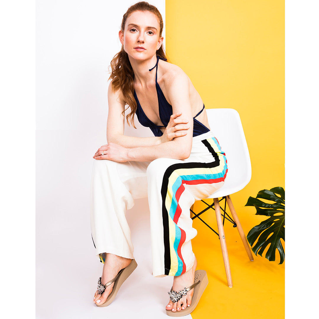 Bloom Crystal Wedge Sandals – Handcrafted in New York, Manhattan Mid Wedge Flip Flops
