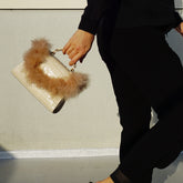 Feather Handle Mini Bag – Cream Croc
