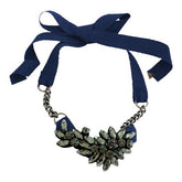 Black Manhattan Necklace with Crystals Women's Accessories ribbon