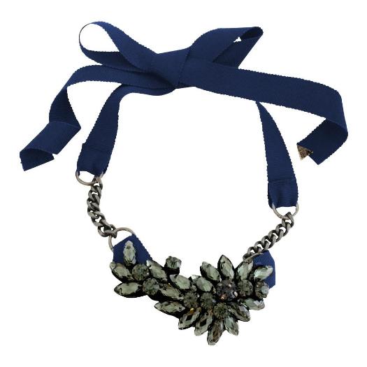 Black Manhattan Necklace with Crystals Women's Accessories ribbon