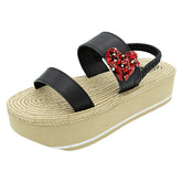 Chelsea Red, red heart waterproof espadrille platform