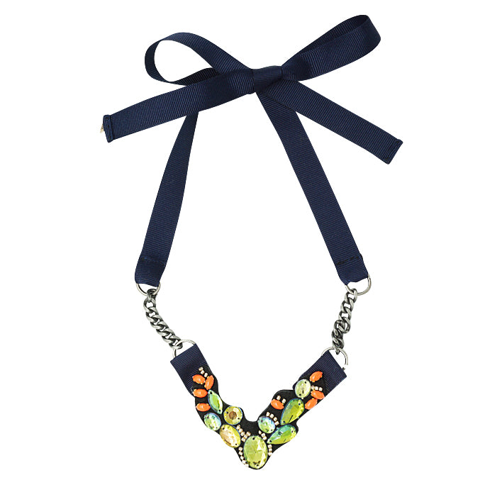 Enamel green and orange stones