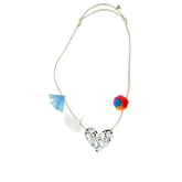 Chelsea Crystal Heart Kids Pom Pom Neclace