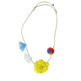 Noho Yellow Flower Kids Pom Pom Necklace