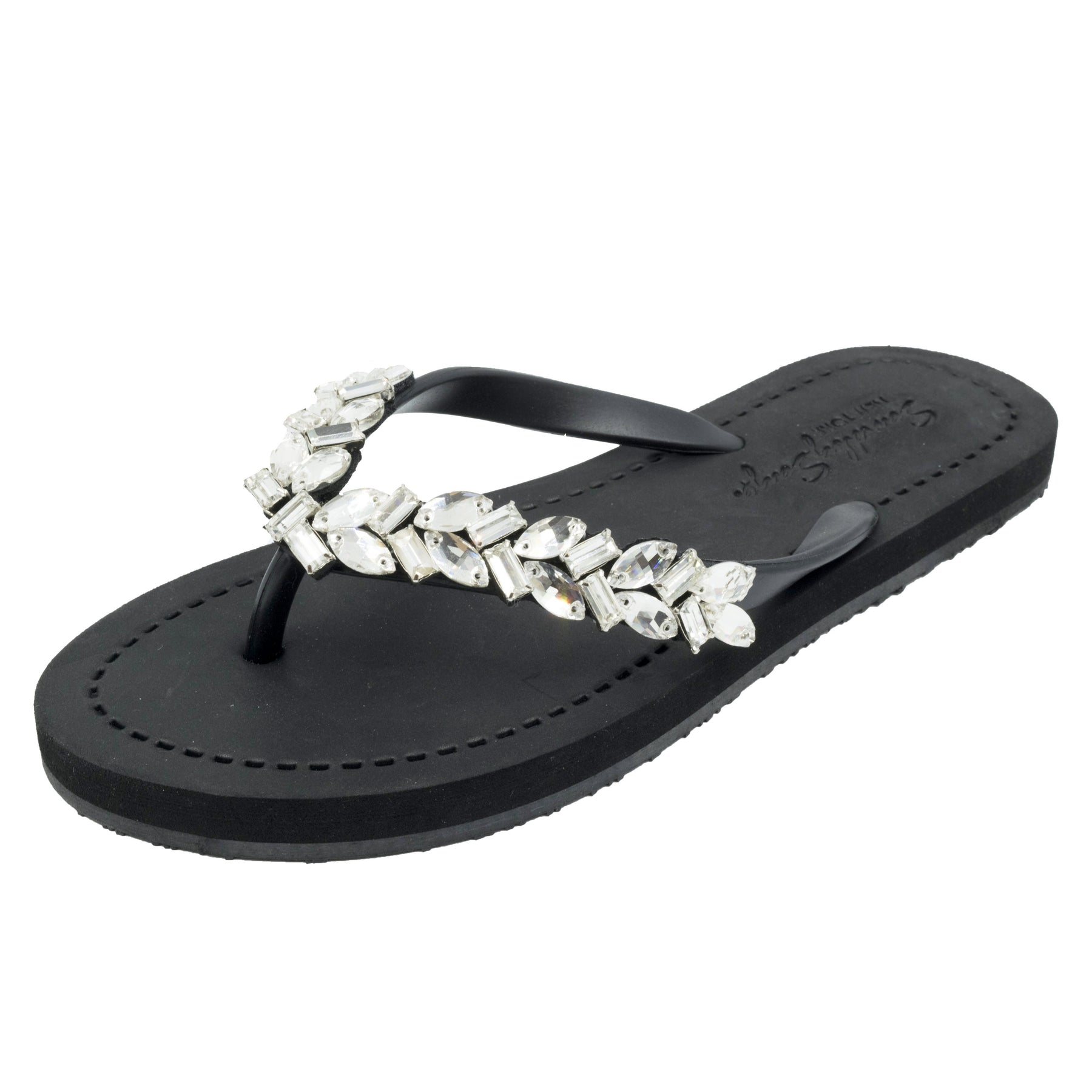 Greenwich - Women's Flat Matte Sandal - Crystal, Embellished