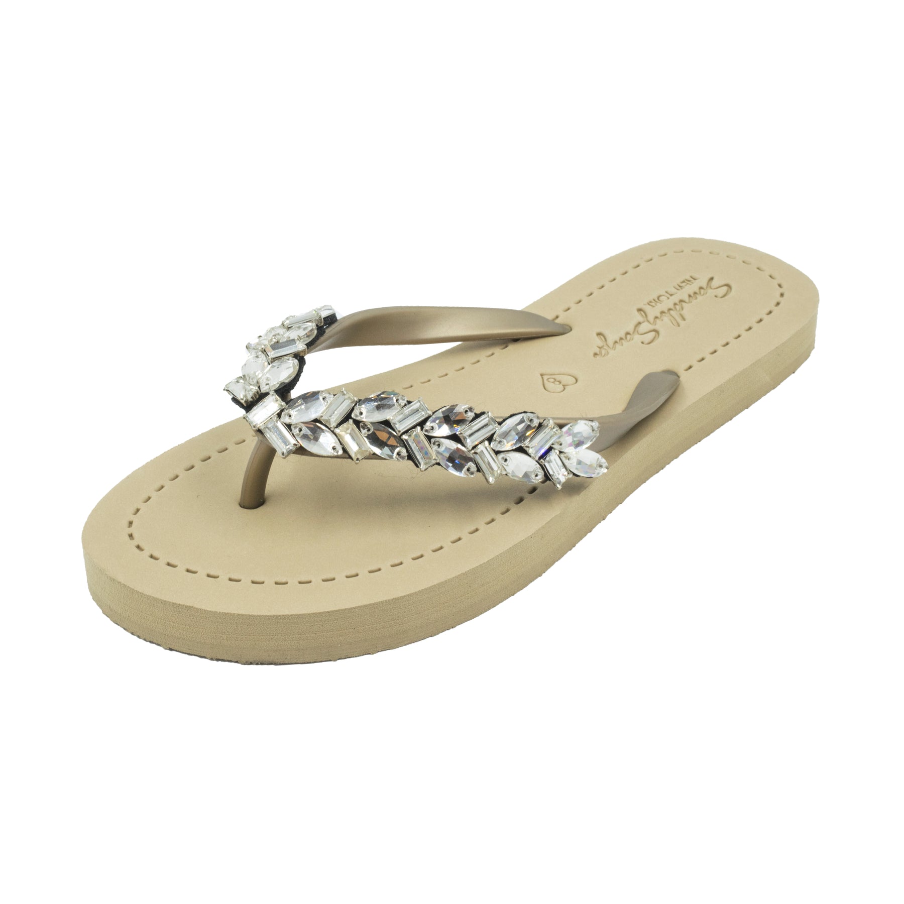 Greenwich - Women's Flat Matte Sandal - Crystal, Embellished