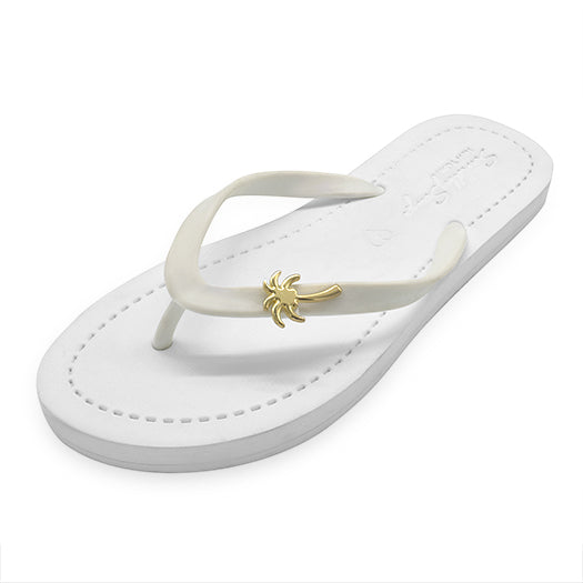 Gold Palm Tree - Studs Charm Women's Flat Flip Flops Sandals