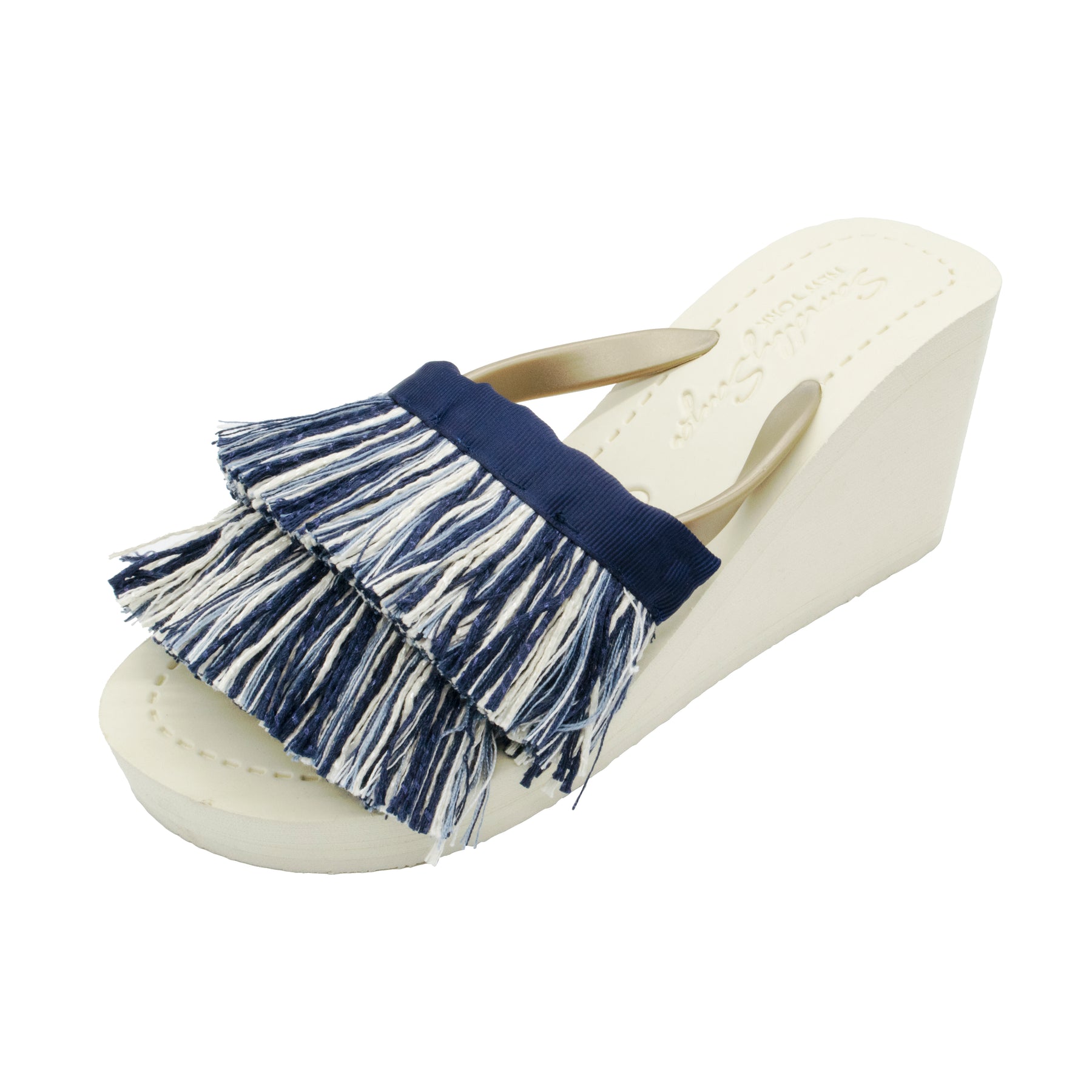 Irving - Women's High Wedge, blue and white