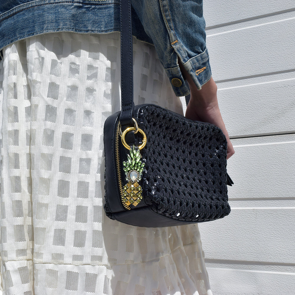 Pineapple - Key Holder, Gold, Pineapple, Crystal, Beaded, Key Chain