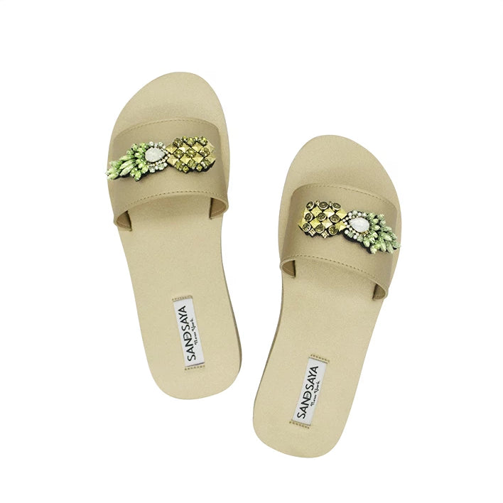 pineapple - Waterproof Espadrilles Flat Sandals - Sand by Saya