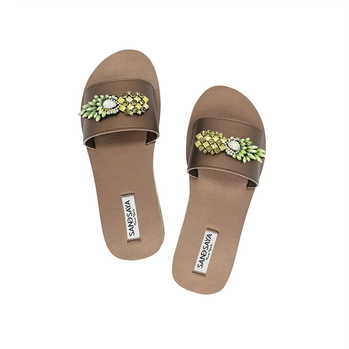 pineapple - Waterproof Espadrilles Flat Sandals - Sand by Saya