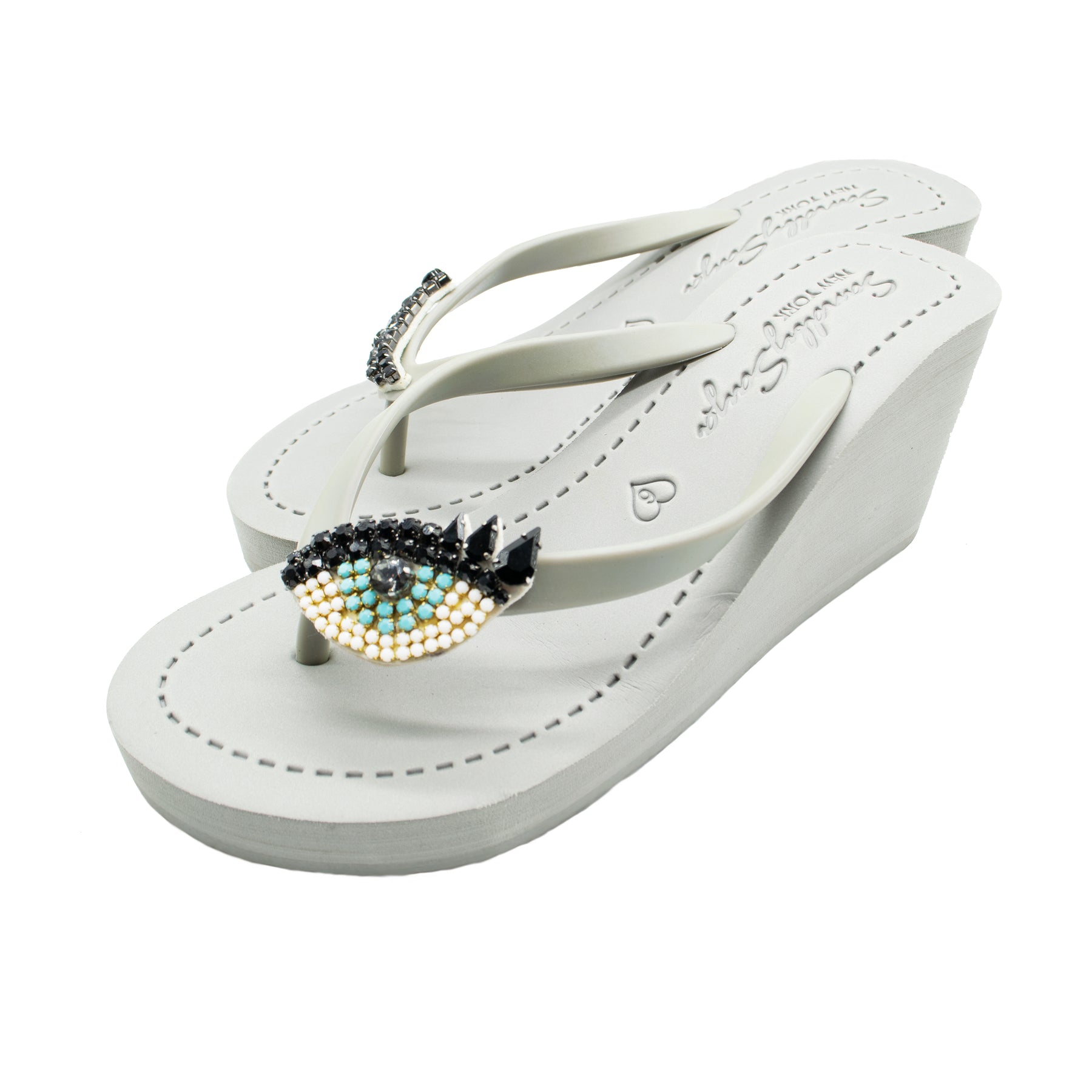 Eyes - Women's High Wedge, Beaded, Eyes