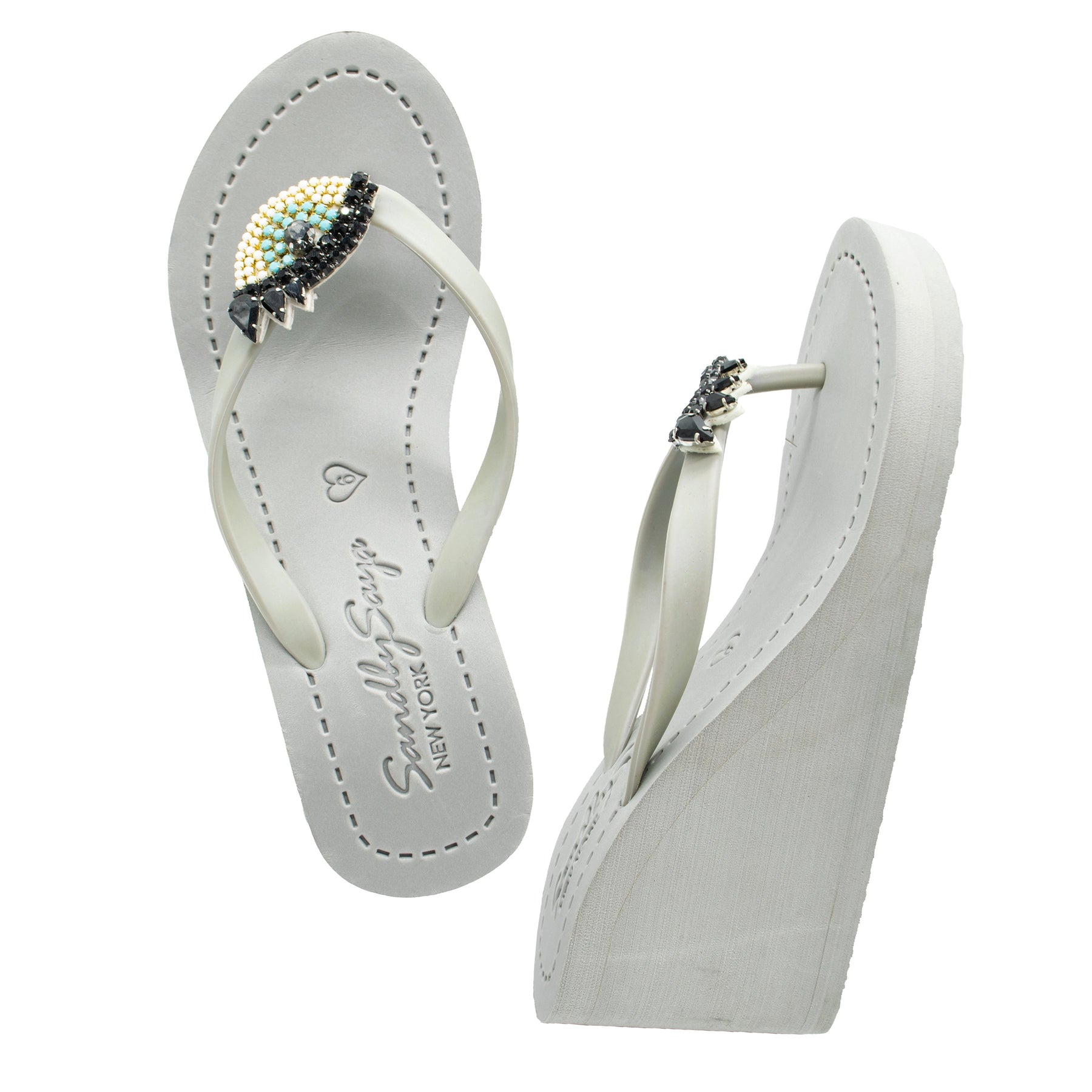 Eyes - Women's High Wedge, Beaded, Eyes