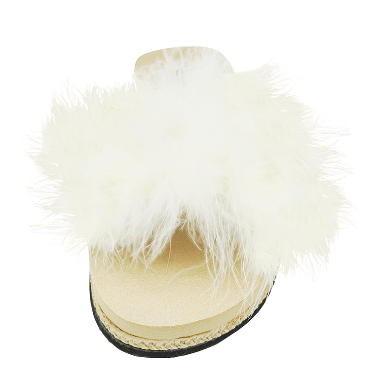 White Feather - Espadrille Flat Womens slide slipper
