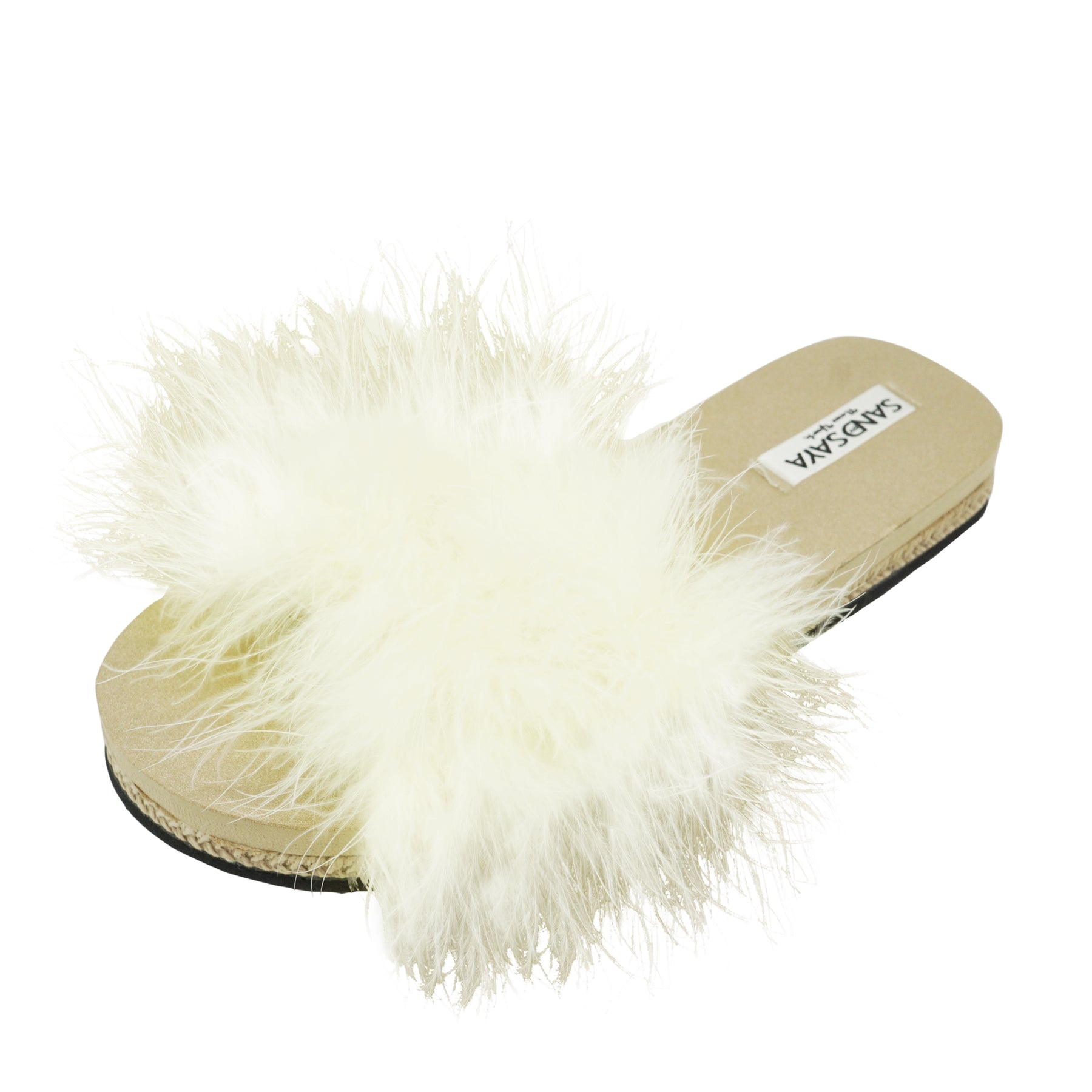 White Feather - Espadrille Flat Womens slide slipper