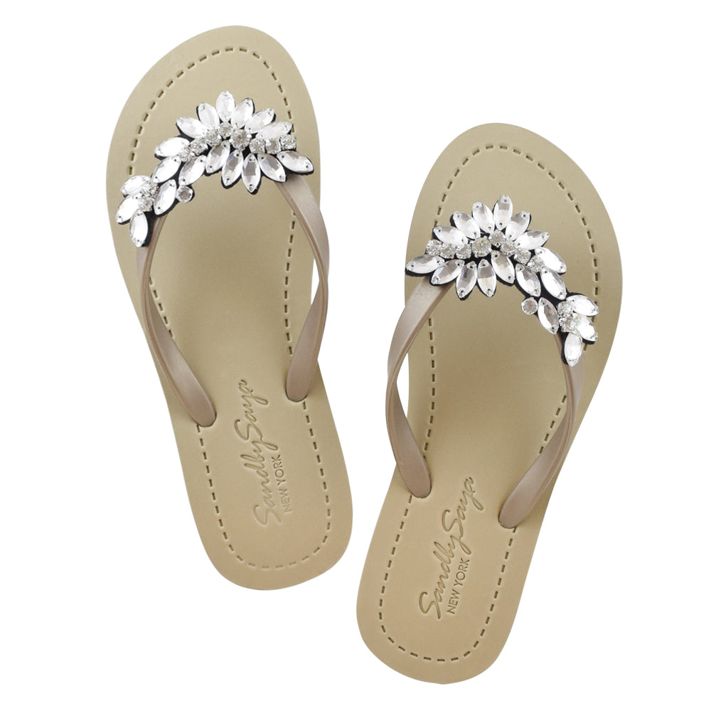 Manhattan (Crystal) - Women's Flat Sandals, Crystal