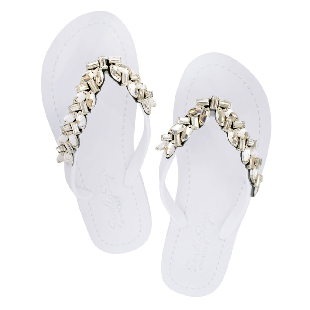 Greenwich - Women's Flat Matte Sandal - Crystal, Embellished