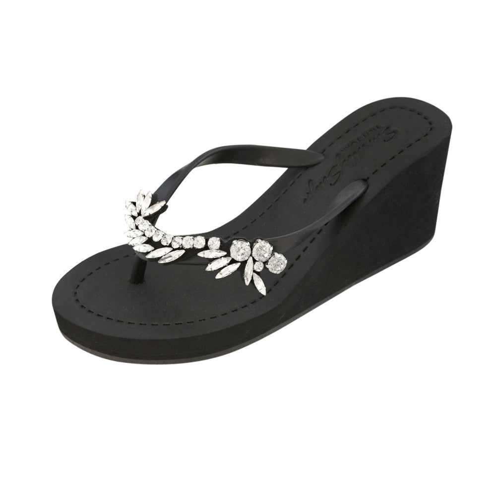 Black Women's High wedge Sandals with Nomad, Flip Flops summer 