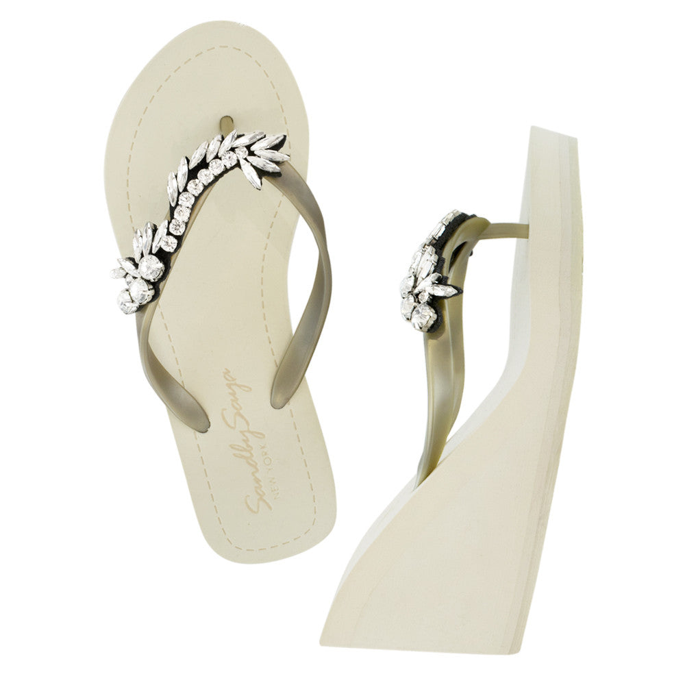 Gold Women's High wedge Sandals with Nomad, Flip Flops summer