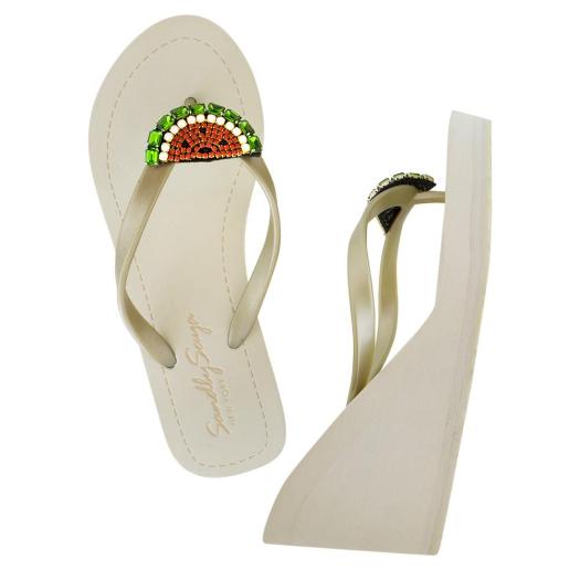 Watermelon - Women's High Wedge, Beaded, Watermelon