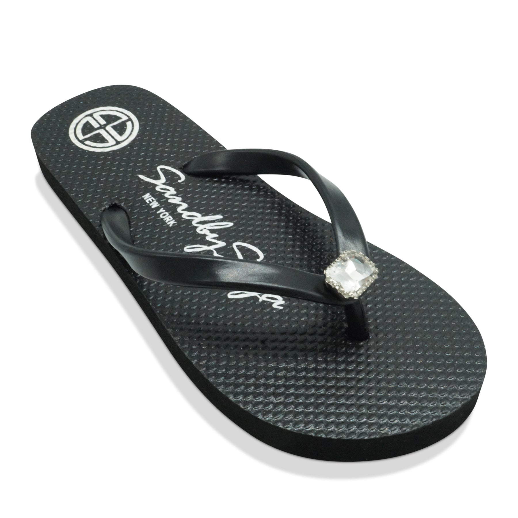 Rectangle Studs - Girls Crystal Embelished Flip Flops Sandals