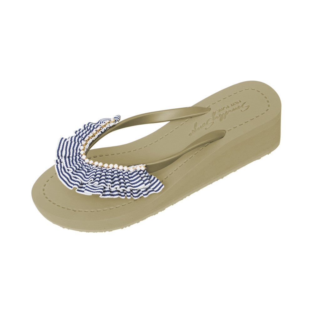 Gold Women's Mid Wedge Sandals with Rockaway, Flip Flops summer