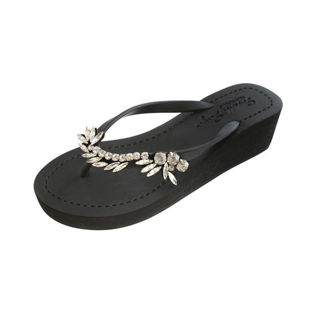 Black Women's Mid Wedge Sandals with Nomad, Flip Flops summer 