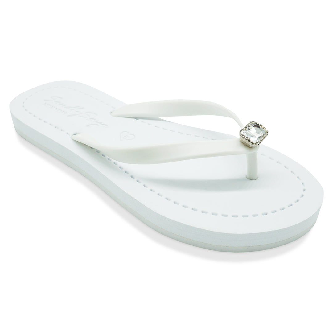 Rectangle Studs - Girls Crystal Embelished Flip Flops Sandals