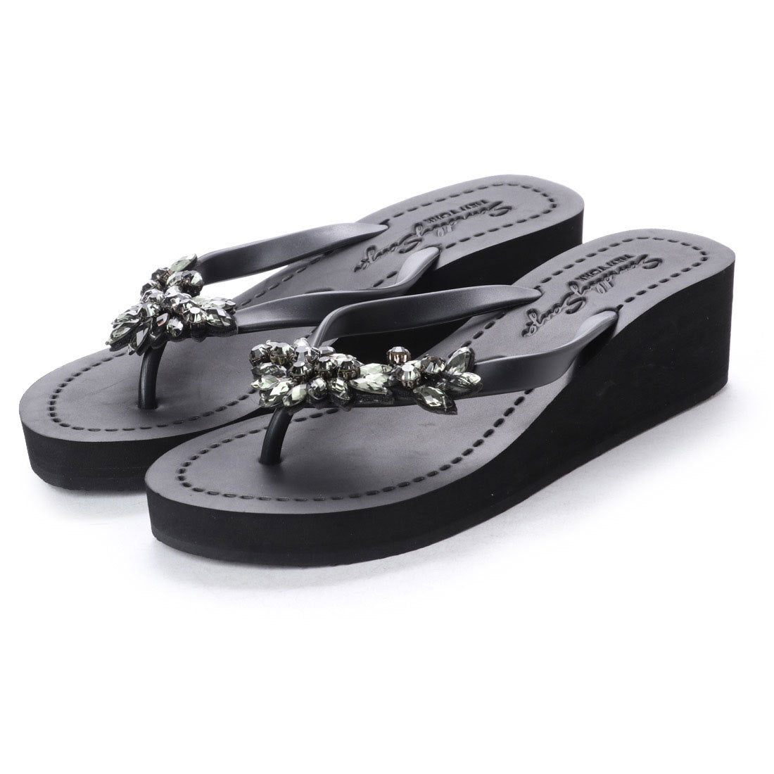 Manhattan (Black) - Women's Mid Wedge, Black, Crystal