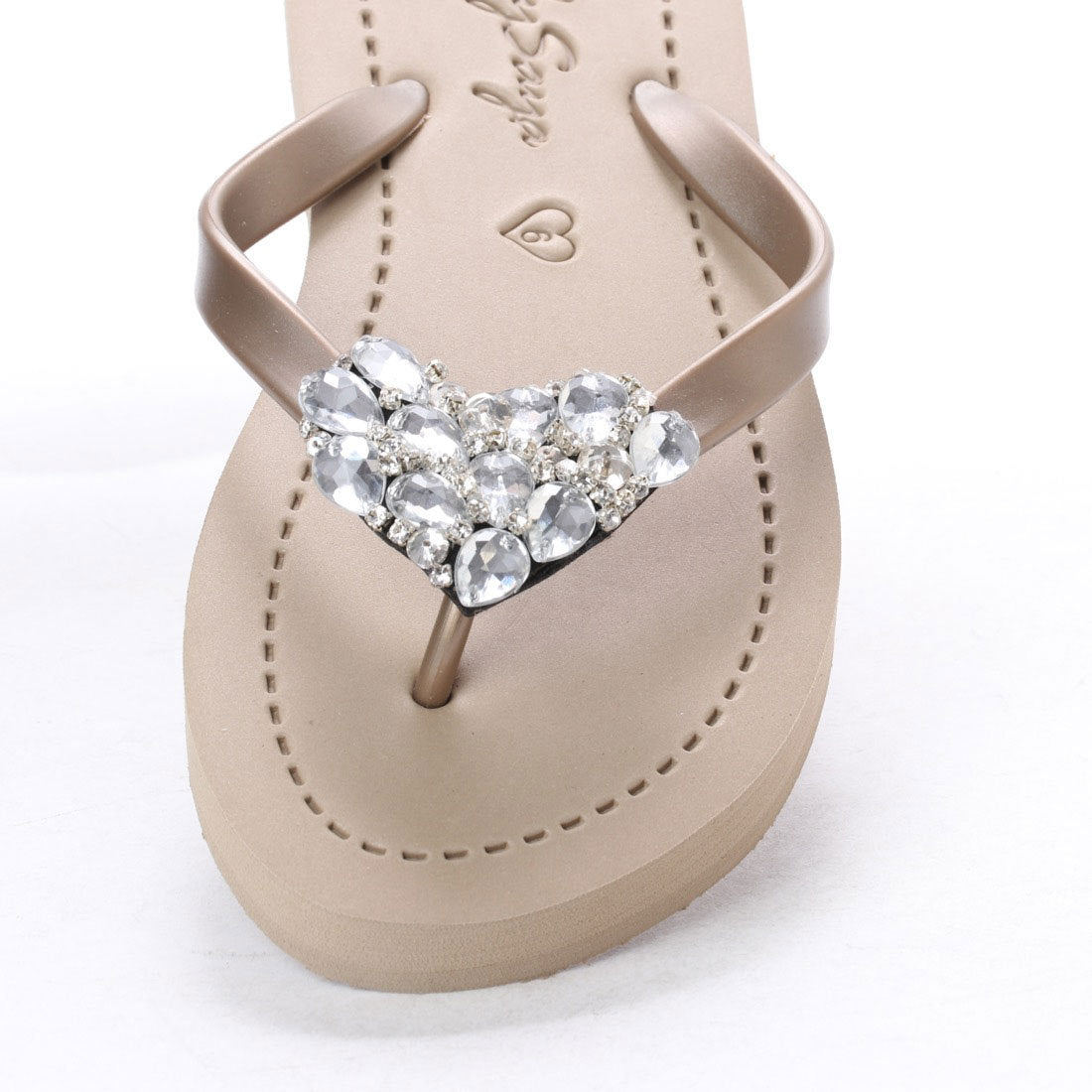 Chelsea Crystal Heart Flat Sandal