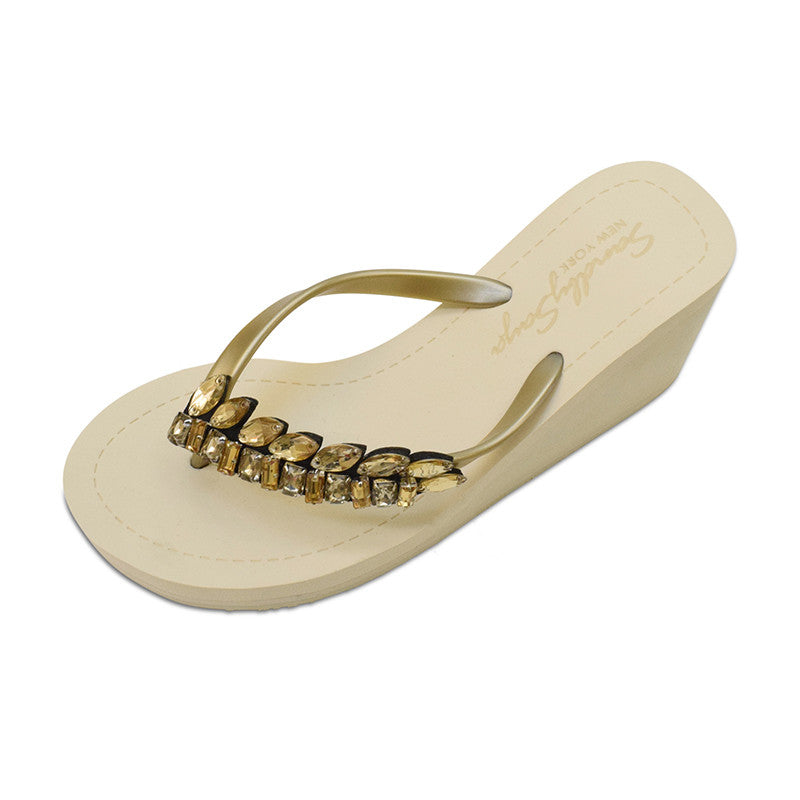 Gold Women's High heels Sandals with Smith, Flip Flops summer