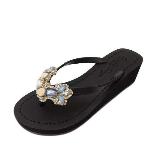 Black Women's Mid heels Sandals with York, Flip Flops summer