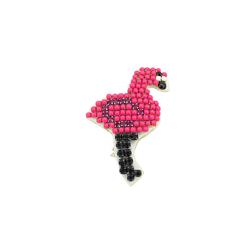 Flamingo- Kids Hair Pin-Pink Rhine Stone Embellished Motifs