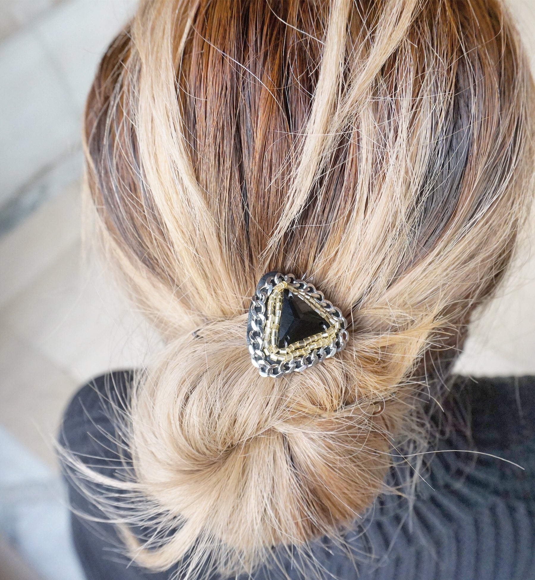 Swarovski Black Triangle- Hair Tie