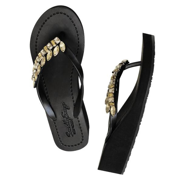 Smith black mid wedge sandals