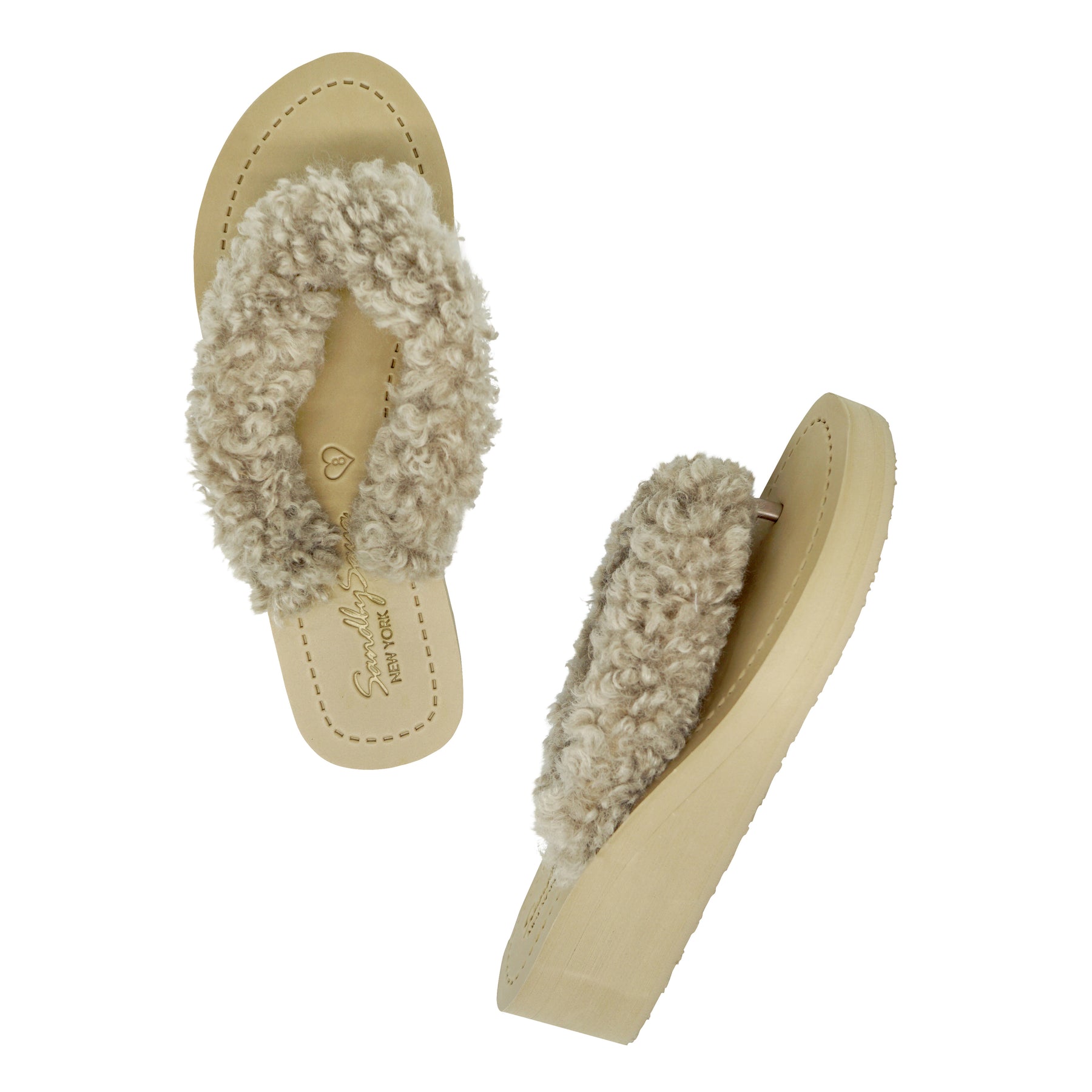 Teddy Shearling - Mid Wedge Flip Flops Sandal