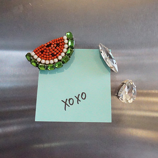 Watermelon and crystal studs magnets