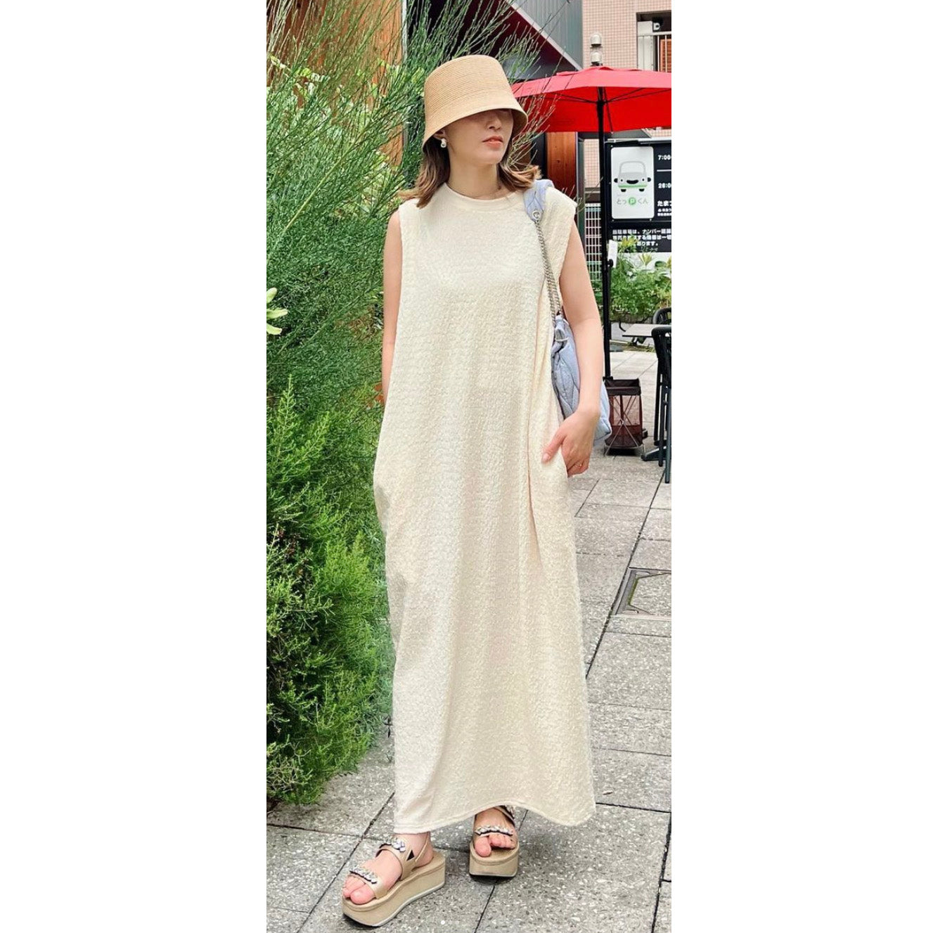 Tokyo Fashion model mom wearing Sand by Saya's Sandals