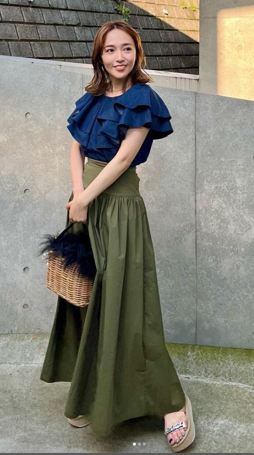 Tokyo Fashion Model's Fall look with platform wedge sandals