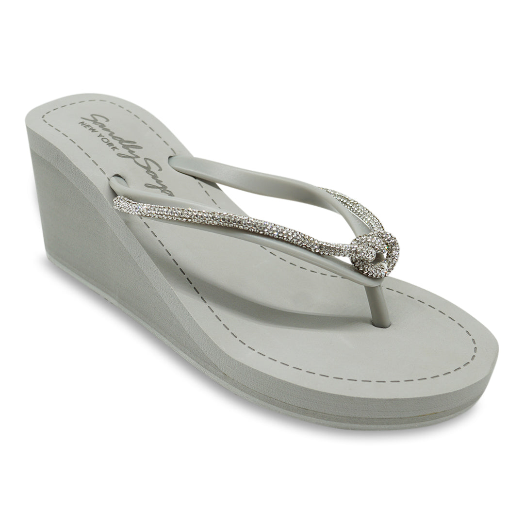Knot_ Rhinestone Crystal Rope Embellished Women's High Wedge